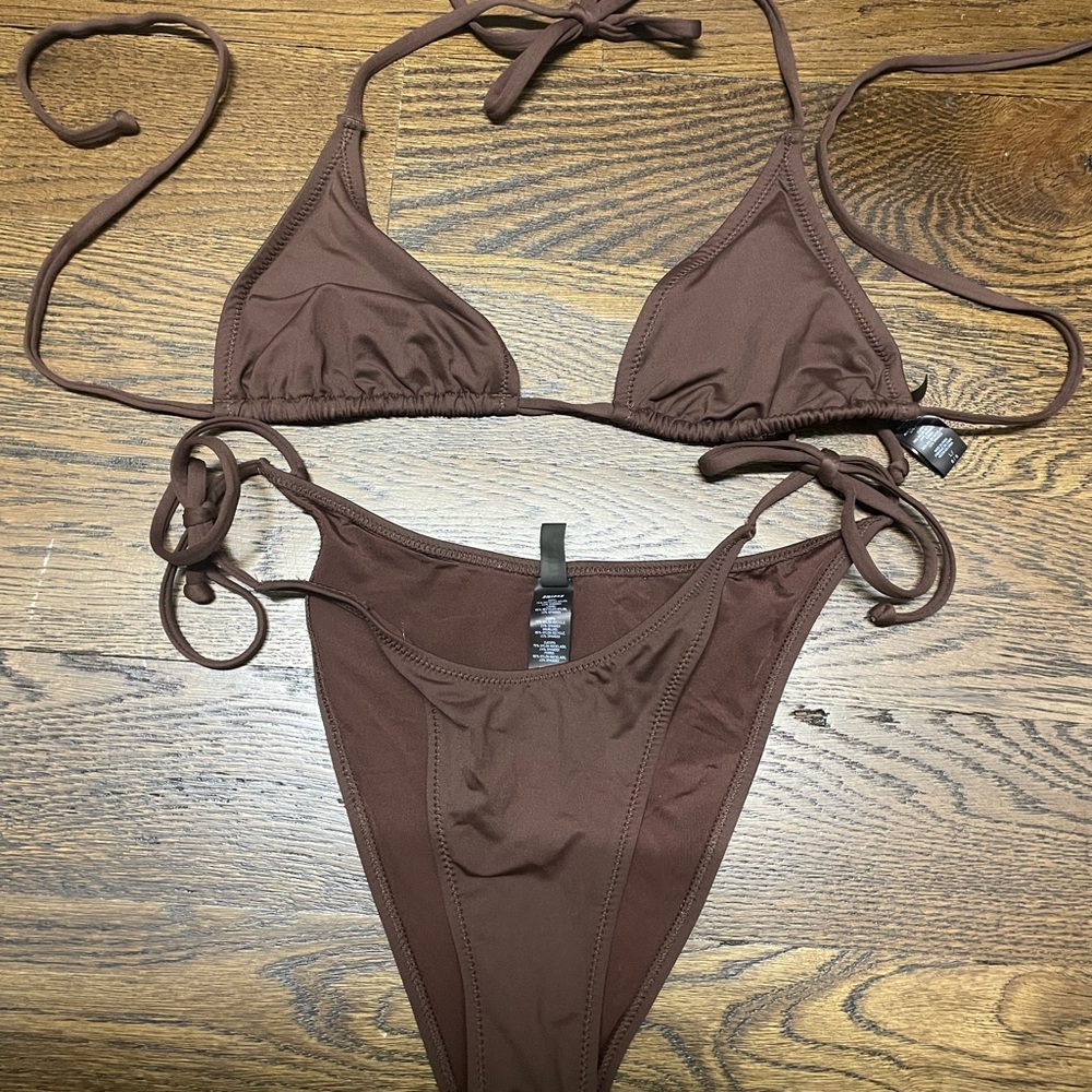 Brown Triangle Bikini Set